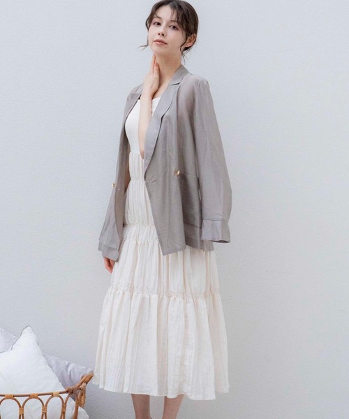 NOELA（ノエラ）の「シアーリネンライクジャケット（テーラードジャケット・レディース・イエロー/ベージュ/カーキ・フリー）」の20枚目の写真