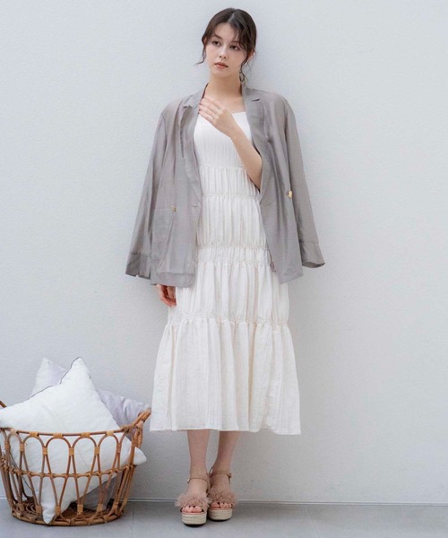 NOELA（ノエラ）の「シアーリネンライクジャケット（テーラードジャケット・レディース・イエロー/ベージュ/カーキ・フリー）」の21枚目の写真