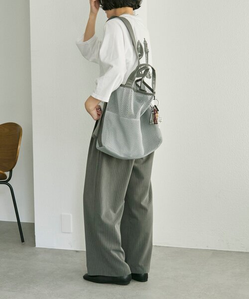 ear PAPILLONNER(イアパピヨネ)の「【ouchi/ほし企画】ダイヤメッシュ2WAYトートバッグLサイズ(トートバッグ・レディース・ブラック/グレー/カーキ・FREE)」の19枚目の写真
