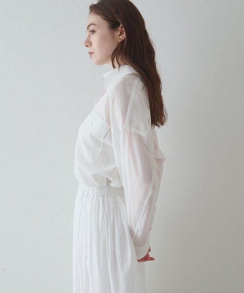 【美品】Drawing Numbersコットンシースルーブラウス Drawing Numbers ブラウス シャツ 「Drawing Numbers」コットン