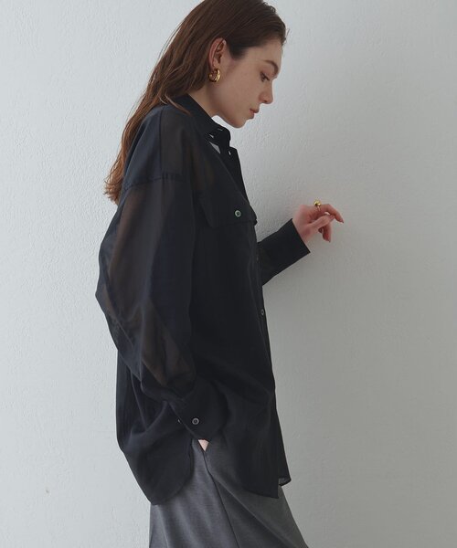 ★nuna★【試着のみ】ドローイングナンバーズコットンシースルーブラウス Drawing Numbers ブラウス シャツ 「Drawing Numbers」コットン