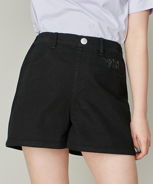 SISTER JENNI（SISTER JENNI）の「【ウエスト調整可】シンプルストレッチショートパンツ（デニムパンツ・キッズ・ブラック/サックスブルー/オフホワイト・130cm/140cm/150cm/160cm）」の3枚目の写真