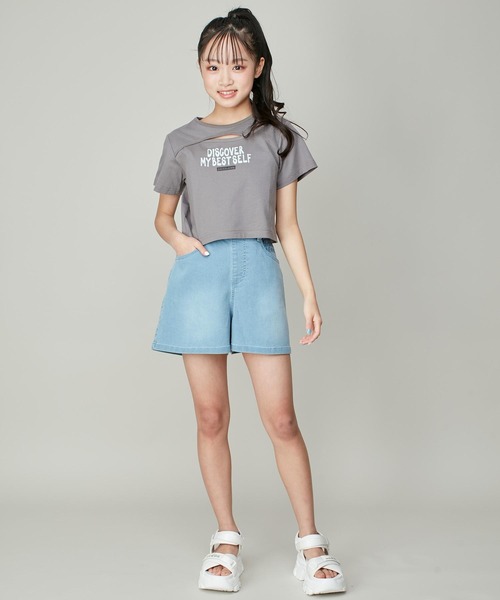 SISTER JENNI（SISTER JENNI）の「【ウエスト調整可】シンプルストレッチショートパンツ（デニムパンツ・キッズ・ブラック/サックスブルー/オフホワイト・130cm/140cm/150cm/160cm）」の15枚目の写真