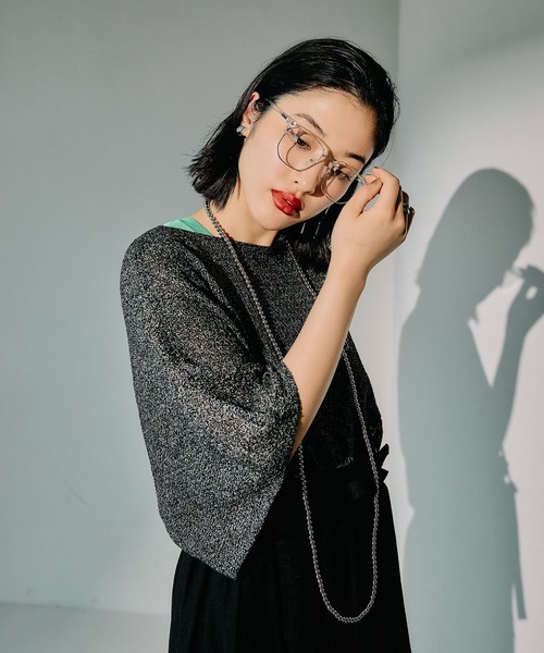 LEPSIM（レプシィム）の「5ゲージメッシュプルオーバーSS　290331（ニット/セーター・レディース・グレイッシュベージュ/ブルー/オレンジ/ブラック/パープル・FREE）」の19枚目の写真