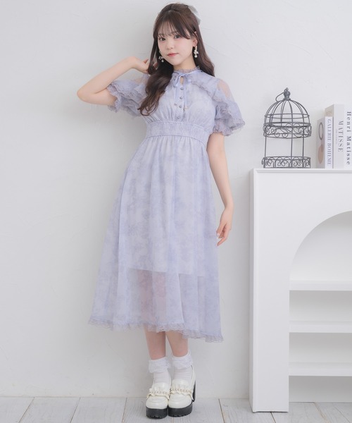 ROJITA（ロジータ）の「花柄ロング半袖ワンピース（ワンピース・レディース・ピンク/ブルー/アイボリー・FREE）」の10枚目の写真