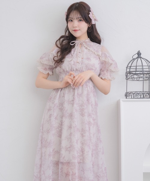 ROJITA（ロジータ）の「花柄ロング半袖ワンピース（ワンピース・レディース・ピンク/ブルー/アイボリー・FREE）」の5枚目の写真