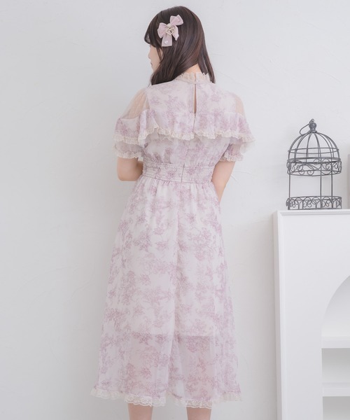 ROJITA（ロジータ）の「花柄ロング半袖ワンピース（ワンピース・レディース・ピンク/ブルー/アイボリー・FREE）」の9枚目の写真