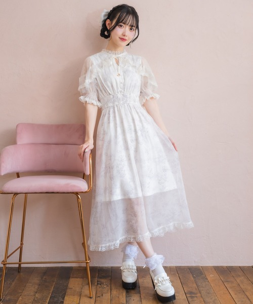 ROJITA 花柄半袖ミニワンピース ピンク Mサイズ ロジータ ROJITA 花柄半袖ミニワンピース （ピンク