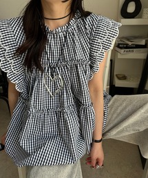 袖フリルブラウス