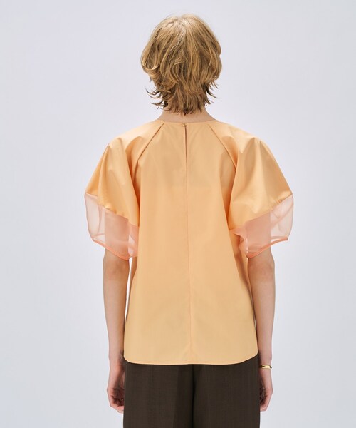 cloenc(クロエンス)の「【手洗い可】シアーパフスリーブブラウス(シャツ/ブラウス・レディース・ブラック/ホワイト/ライトオレンジ系・02)」の13枚目の写真