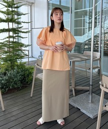 パフスリーブ」に該当するトップス（オレンジ/橙色系）ファッション