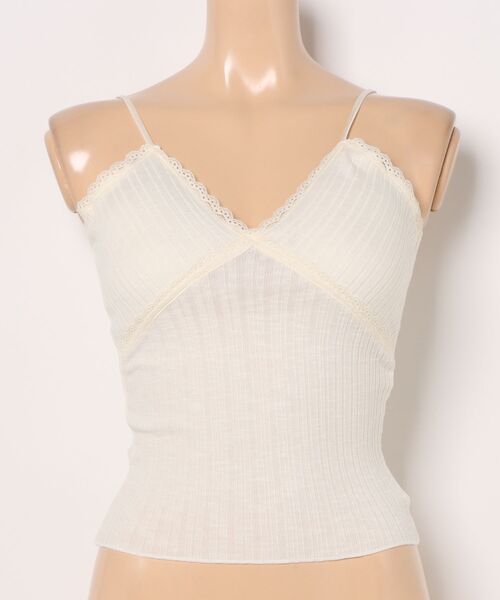 セール】Vカット ハートネック カップ付き ソフト レース キャミソール
