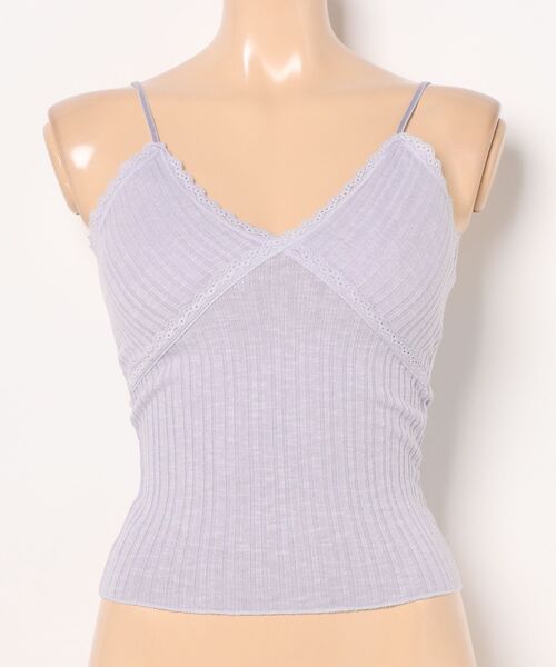 セール】Vカット ハートネック カップ付き ソフト レース キャミソール