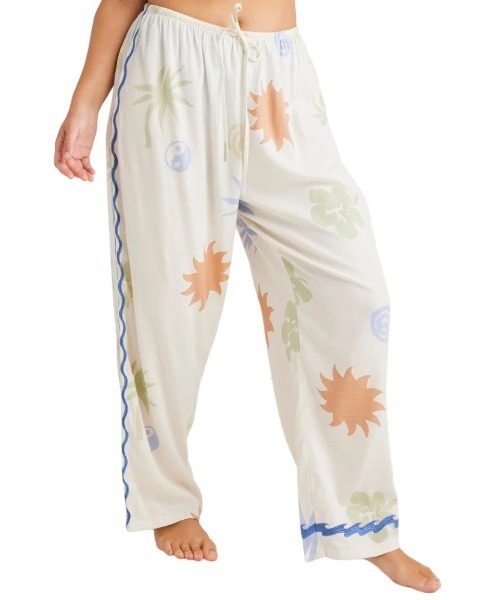 BILLABONG レディース 【CRYSTAL TIDES】 SUN SYMBOL PANT ロングパンツ 【2025年春夏モデル】/ビラボンセットアップ対応ウエストゴム総柄ロングパンツ
