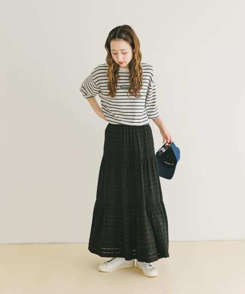 ITEMS URBANRESEARCH（アイテムズ アーバンリサーチ）の「コットンティアードスカート（スカート・レディース・ブラック/ホワイト・FREE）」の6枚目の写真