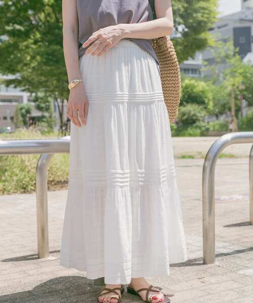 ITEMS URBANRESEARCH（アイテムズ アーバンリサーチ）の「コットンティアードスカート（スカート・レディース・ブラック/ホワイト・FREE）」の7枚目の写真