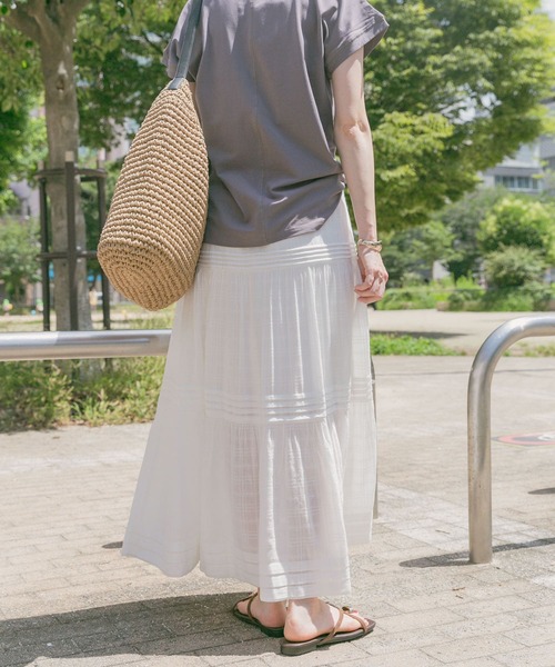 ITEMS URBANRESEARCH（アイテムズ アーバンリサーチ）の「コットンティアードスカート（スカート・レディース・ブラック/ホワイト・FREE）」の8枚目の写真