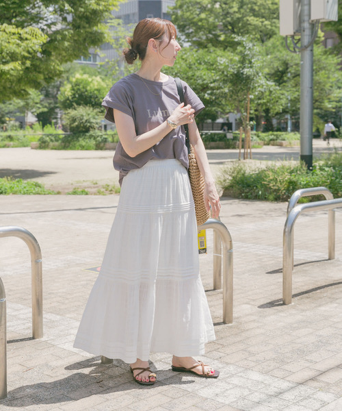 ITEMS URBANRESEARCH（アイテムズ アーバンリサーチ）の「コットンティアードスカート（スカート・レディース・ブラック/ホワイト・FREE）」の9枚目の写真