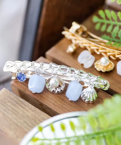 niko and...(ニコアンド)の「シェルモチーフバレッタ(バレッタ/ヘアクリップ・レディース・グレー/イエロー・0)」の1枚目の写真