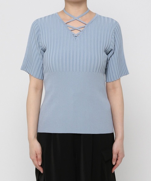 tシャツ レースアップリブニットT(HARE) レディース レースアップリブニットT(HARE)（Tシャツ/カットソー）｜HARE