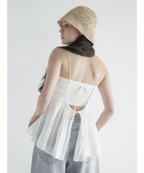 FIKA.(フィーカ)の「Lace switched cami tunic(キャミソール・レディース・ブラック/オフホワイト・MEDIUM)」の1枚目の写真