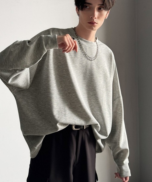 Classical Origin(クラシカルオリジン)の「【Classical Origin】「大人シンプル。」ドルマンスリーブダンボール素材ビックTEE(長袖)/Dolman Cardboard Big Tee(スウェット・メンズ・ブラック/杢グレー/オフホワイト・LARGE/MEDIUM/X-LARGE/SMALL)」の3枚目の写真