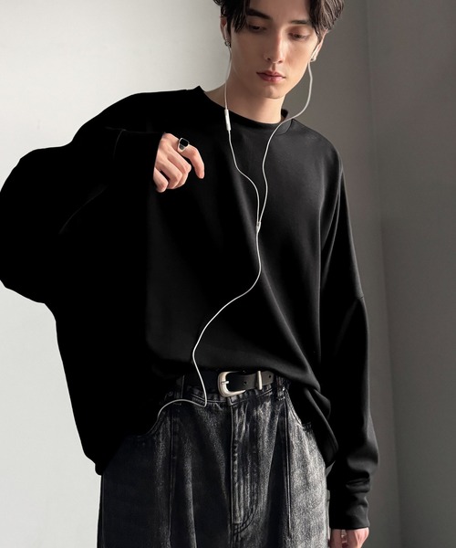 Classical Origin(クラシカルオリジン)の「【Classical Origin】「大人シンプル。」ドルマンスリーブダンボール素材ビックTEE(長袖)/Dolman Cardboard Big Tee(スウェット・メンズ・ブラック/杢グレー/オフホワイト・LARGE/MEDIUM/X-LARGE/SMALL)」の1枚目の写真