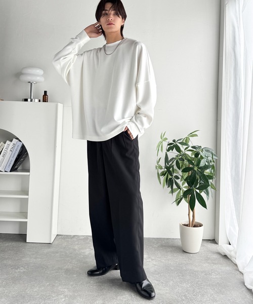Classical Origin(クラシカルオリジン)の「【Classical Origin】「大人シンプル。」ドルマンスリーブダンボール素材ビックTEE(長袖)/Dolman Cardboard Big Tee(スウェット・メンズ・ブラック/杢グレー/オフホワイト・LARGE/MEDIUM/X-LARGE/SMALL)」の13枚目の写真