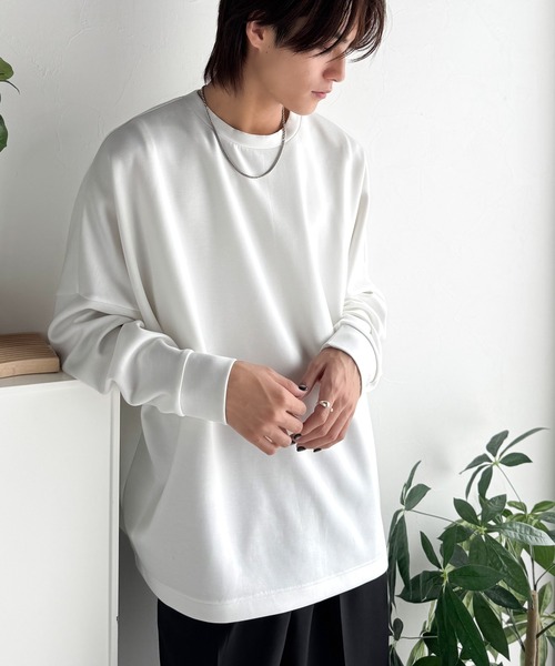Classical Origin(クラシカルオリジン)の「【Classical Origin】「大人シンプル。」ドルマンスリーブダンボール素材ビックTEE(長袖)/Dolman Cardboard Big Tee(スウェット・メンズ・ブラック/杢グレー/オフホワイト・LARGE/MEDIUM/X-LARGE/SMALL)」の9枚目の写真