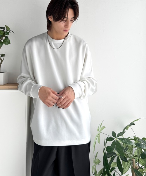 Classical Origin(クラシカルオリジン)の「【Classical Origin】「大人シンプル。」ドルマンスリーブダンボール素材ビックTEE(長袖)/Dolman Cardboard Big Tee(スウェット・メンズ・ブラック/杢グレー/オフホワイト・LARGE/MEDIUM/X-LARGE/SMALL)」の10枚目の写真
