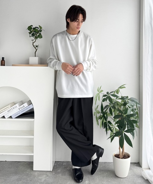 Classical Origin(クラシカルオリジン)の「【Classical Origin】「大人シンプル。」ドルマンスリーブダンボール素材ビックTEE(長袖)/Dolman Cardboard Big Tee(スウェット・メンズ・ブラック/杢グレー/オフホワイト・LARGE/MEDIUM/X-LARGE/SMALL)」の14枚目の写真