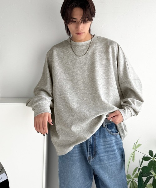 Classical Origin(クラシカルオリジン)の「【Classical Origin】「大人シンプル。」ドルマンスリーブダンボール素材ビックTEE(長袖)/Dolman Cardboard Big Tee(スウェット・メンズ・ブラック/杢グレー/オフホワイト・LARGE/MEDIUM/X-LARGE/SMALL)」の4枚目の写真