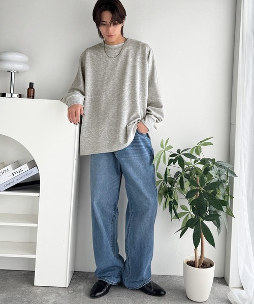 Classical Origin(クラシカルオリジン)の「【Classical Origin】「大人シンプル。」ドルマンスリーブダンボール素材ビックTEE(長袖)/Dolman Cardboard Big Tee(スウェット・メンズ・ブラック/杢グレー/オフホワイト・LARGE/MEDIUM/X-LARGE/SMALL)」の5枚目の写真