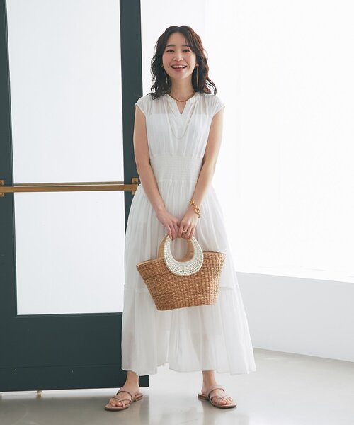 夏★シャーリングワンピース★夏休み★ ロングシャーリング夏ワンピース | レディースファッション通販