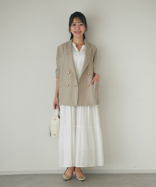 La boutique BonBon（ラブティックボンボン）の「【夏のお上品ワンピース】コットンボイルウエストシャーリングワンピース（ワンピース・レディース・サックスブルー/ホワイト/ネイビー・36/38）」の5枚目の写真