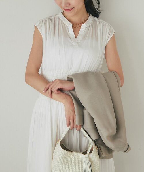 La boutique BonBon（ラブティックボンボン）の「【夏のお上品ワンピース】コットンボイルウエストシャーリングワンピース（ワンピース・レディース・サックスブルー/ホワイト/ネイビー・36/38）」の16枚目の写真