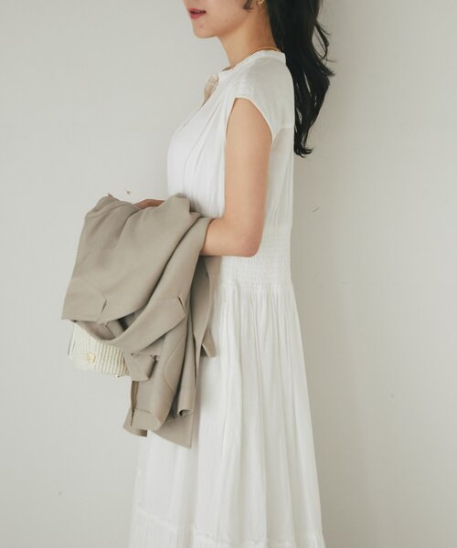 La boutique BonBon（ラブティックボンボン）の「【夏のお上品ワンピース】コットンボイルウエストシャーリングワンピース（ワンピース・レディース・サックスブルー/ホワイト/ネイビー・36/38）」の15枚目の写真