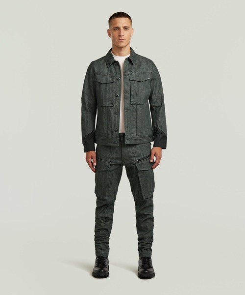 G-STAR（ジースター）の「VODAN PM 3D SLIM JACKET/ミリタリーディテール立体裁断スリムデニムジャケット/リジッドデニム（デニムジャケット・メンズ・ダークインディゴブルー・SMALL/MEDIUM/LARGE/X-LARGE/X-SMALL）」の5枚目の写真