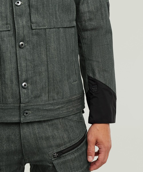 G-STAR（ジースター）の「VODAN PM 3D SLIM JACKET/ミリタリーディテール立体裁断スリムデニムジャケット/リジッドデニム（デニムジャケット・メンズ・ダークインディゴブルー・SMALL/MEDIUM/LARGE/X-LARGE/X-SMALL）」の4枚目の写真