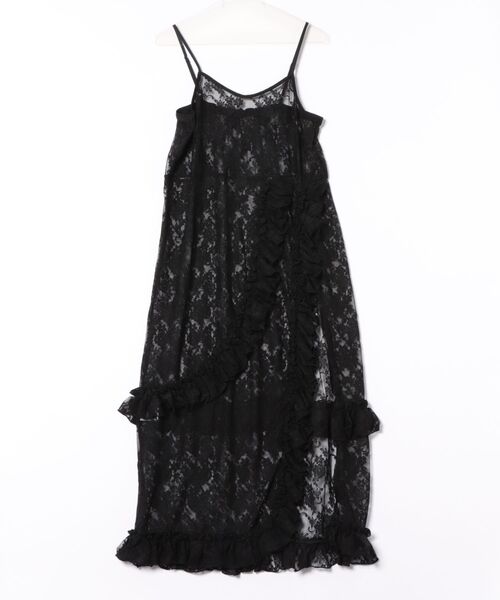 STYLEBLOCK（スタイルブロック）の「花柄レースフリルキャミワンピース（ワンピース・レディース・アイボリー/ブラック/レッド/ホワイト・M）」の3枚目の写真