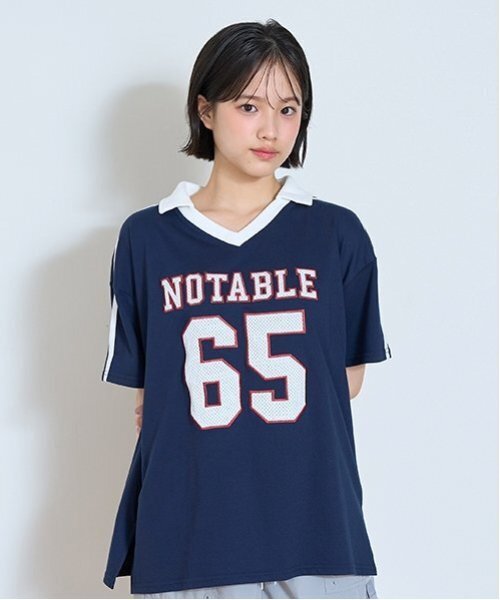 LOVETOXIC(ラブトキシック)の「【LTXC】【吸水速乾/さらさら】メッシュナンバーTシャツ(Tシャツ/カットソー・キッズ・オフホワイト/ネイビー/ブラック・L:160cm/S:140cm/M:150cm/130cm)」の3枚目の写真