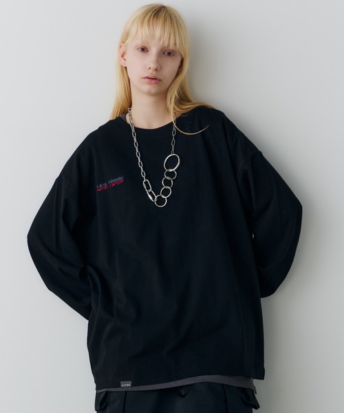 AIVER(アイバー)の「AIVER LAVAハイブリットL/S TEE(Tシャツ/カットソー・メンズ・ホワイト/ブラック/チャコールグレー・MEDIUM/SMALL/LARGE)」の2枚目の写真