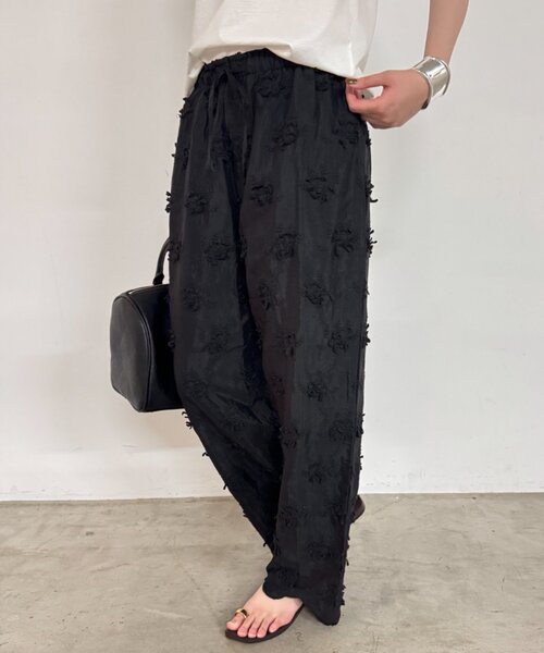 パンツ 3Dembroidery pants/crinklecrinklecrinkle crinkle スラックス パンツ 「crinkle crinkle」 3D embroidery
