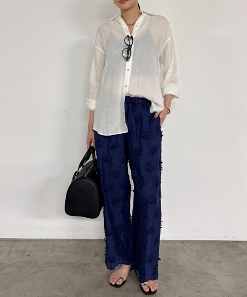 セール】crinkle 3D embroidery rayon pants（その他パンツ