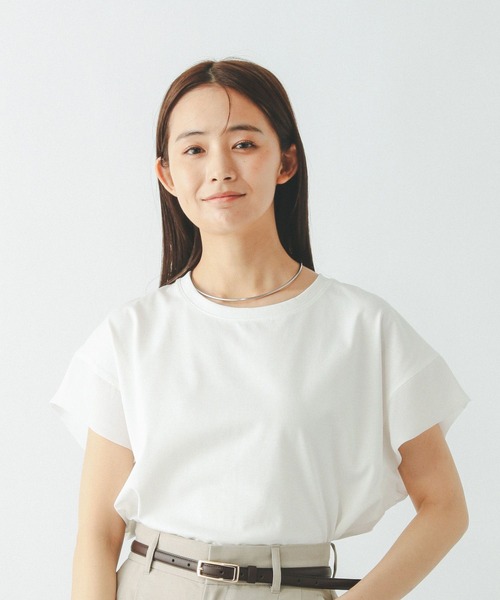 GLOBAL WORK（グローバルワーク）の「汗染み軽減シフォンT/497050（Tシャツ/カットソー・レディース・ホワイト/カーキ/ブラック・MEDIUM/LARGE）」の6枚目の写真