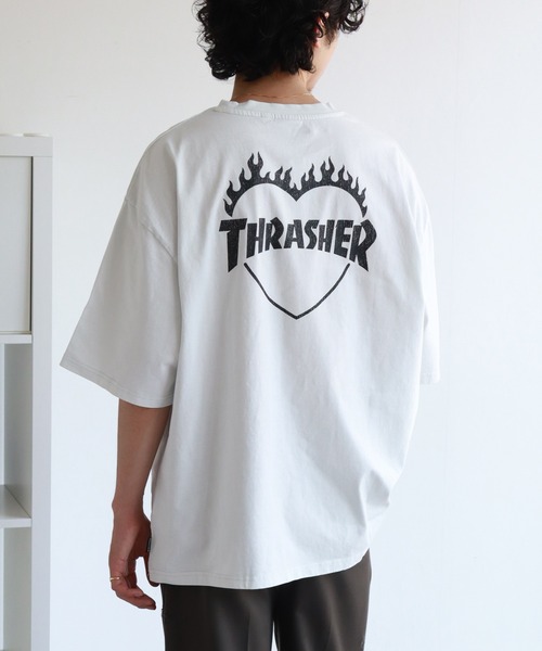 THRASHER（スラッシャー）の「【THRASHER/スラッシャー】オーバーサイズ ヴィンテージライク ピグメント加工  ハートロゴ 半袖Tシャツ（Tシャツ/カットソー・メンズ・ブルーグレー/チャコール/ブラウン/サックスブルー/ピンク・M/L/XL）」の19枚目の写真