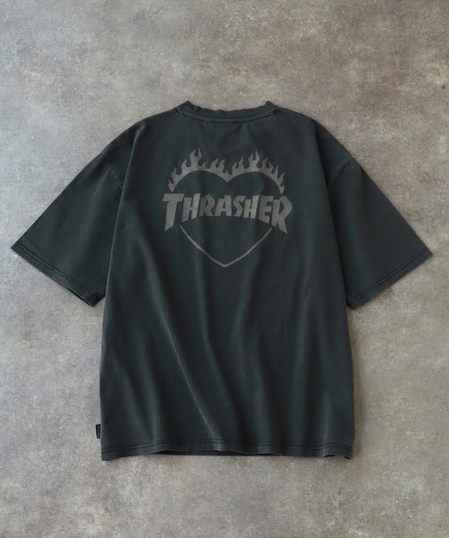THRASHER（スラッシャー）の「【THRASHER/スラッシャー】オーバーサイズ ヴィンテージライク ピグメント加工  ハートロゴ 半袖Tシャツ（Tシャツ/カットソー・メンズ・ブルーグレー/チャコール/ブラウン/サックスブルー/ピンク・M/L/XL）」の9枚目の写真