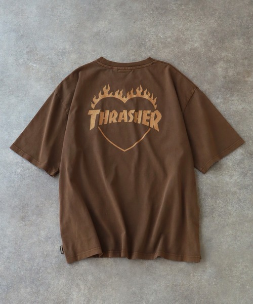 THRASHER（スラッシャー）の「【THRASHER/スラッシャー】オーバーサイズ ヴィンテージライク ピグメント加工  ハートロゴ 半袖Tシャツ（Tシャツ/カットソー・メンズ・ブルーグレー/チャコール/ブラウン/サックスブルー/ピンク・M/L/XL）」の11枚目の写真