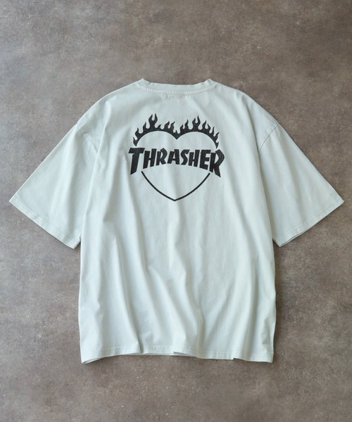 THRASHER（スラッシャー）の「【THRASHER/スラッシャー】オーバーサイズ ヴィンテージライク ピグメント加工  ハートロゴ 半袖Tシャツ（Tシャツ/カットソー・メンズ・ブルーグレー/チャコール/ブラウン/サックスブルー/ピンク・M/L/XL）」の7枚目の写真