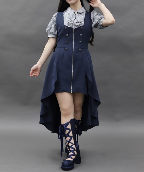 axes femme POETIQUE（アクシーズファムポエティック）の「ベストデザインミニワンピース（ワンピース・レディース・ブラック/ネイビー・MEDIUM）」の8枚目の写真